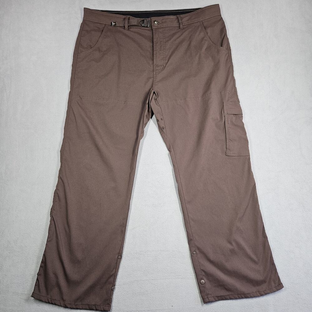 Prana Zion Pants Men's XXLx28 Brown Belted Stretch Hiking Vented Straight